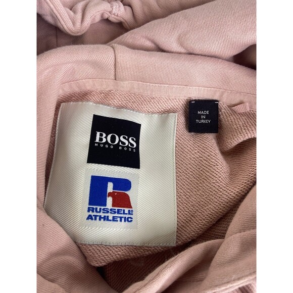 Hugo Boss x Russell Athletic Pink Salmon Pullover Sweatshirt Hoodie Mens Size L - Picture 6 of 13
